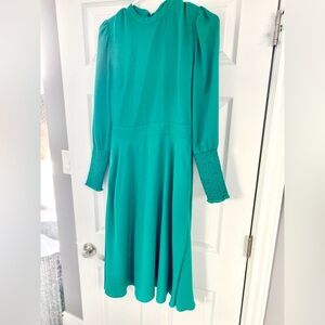 Nordstroms Halogen Emerald Green Dress - Smocked Cuffs, Side Zip• $129